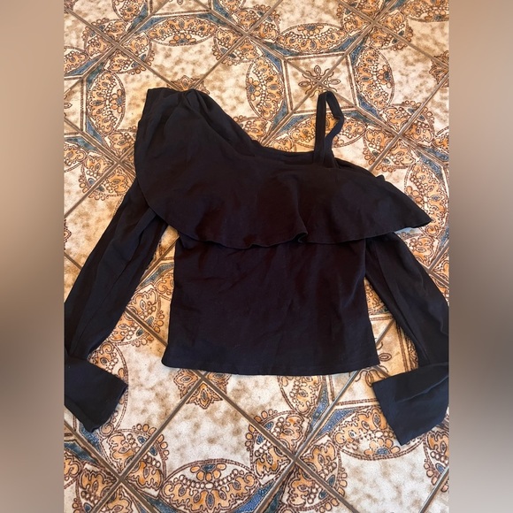 Anthropologie Postmark One Shoulder Long Sleeve medium cotton top boho poplin - Picture 1 of 5